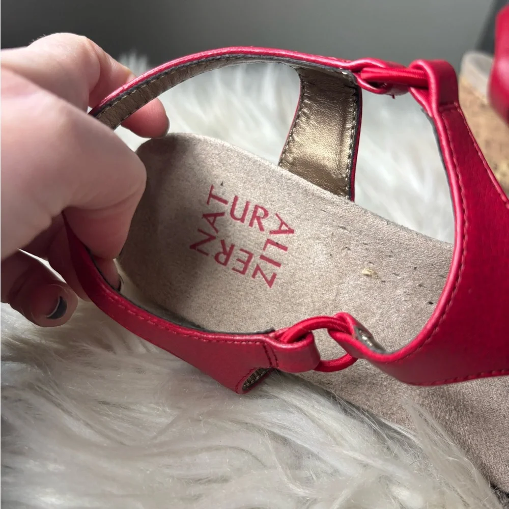 Naturalizer size 9 Women's Red Wedge Sandals comfort wedges spring summer